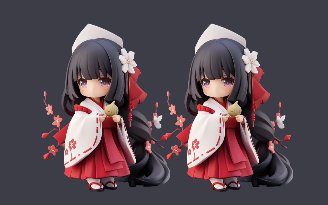 【zbrush雕刻】软萌q版樱花小女孩手办模型制作,从零开始到上色渲染的