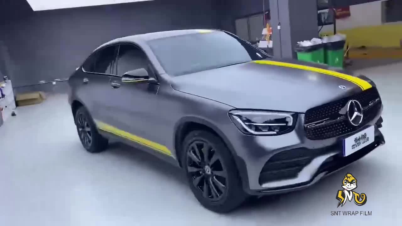 奔驰原厂色amg山灰奔驰glc改色舒耐特