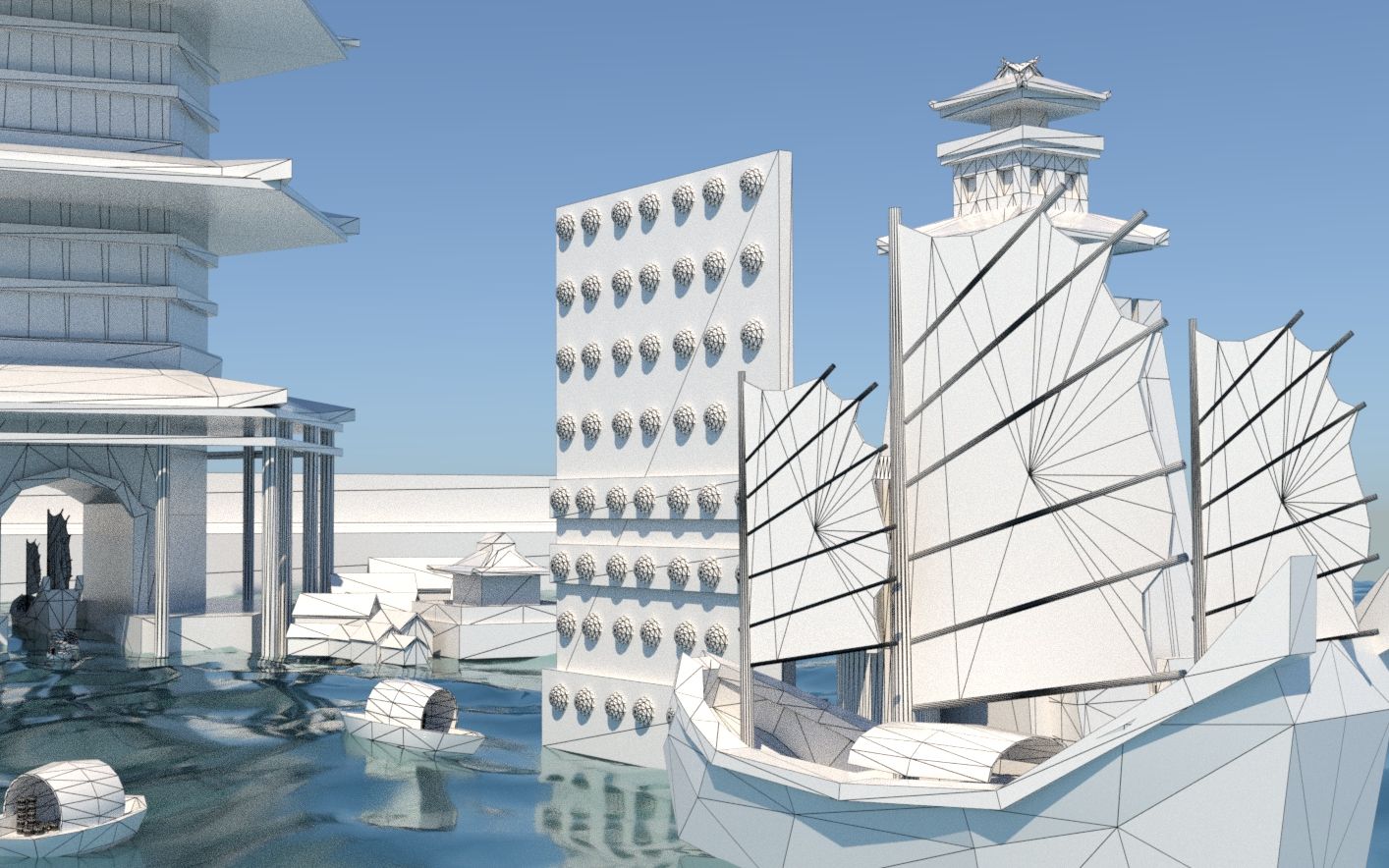 3d游戏动漫建模maya次世代古城场景建模全流程模型教学古城建模