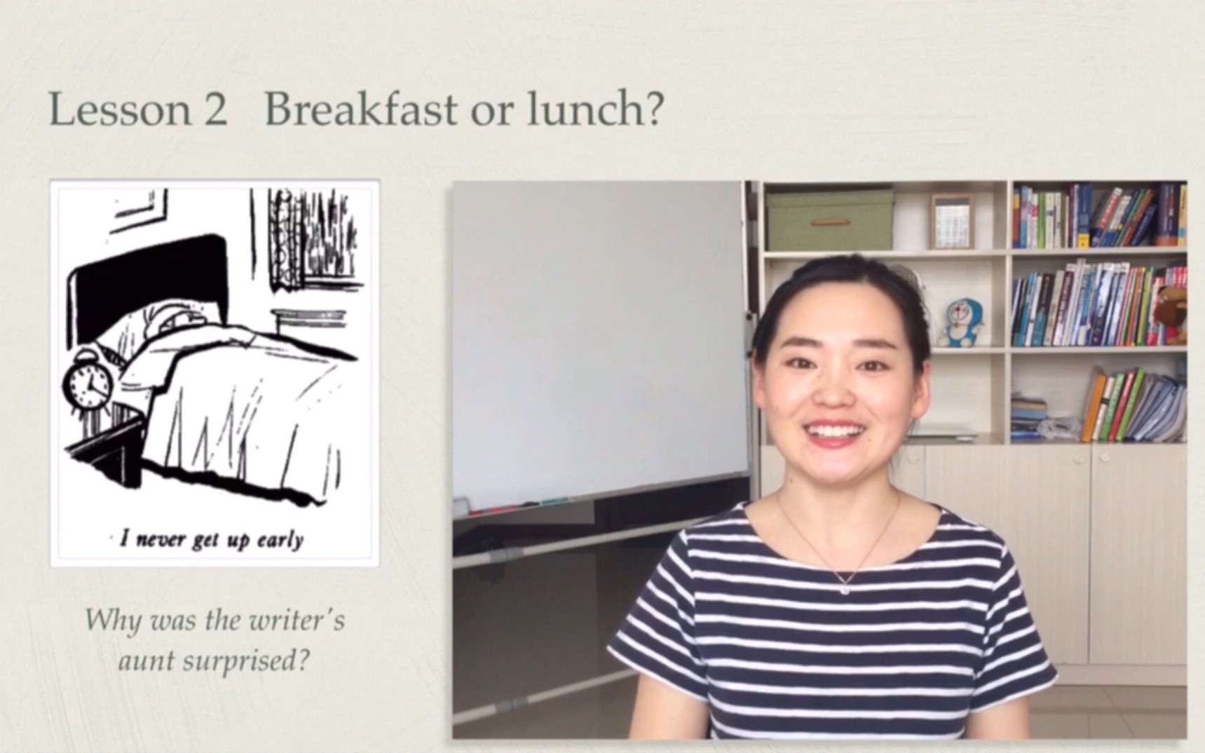 [图]【新概念英语第二册】第二课Breakfast or lunch?课文及课后习题讲解 & 后面有彩蛋哦【小如老师】