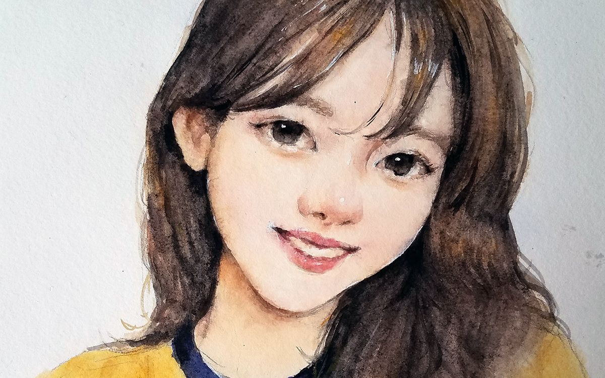 【水彩手绘】画下你美丽的笑容 【樱花固体水彩】【宝虹300克】