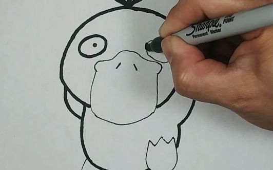 【简笔画】可达鸭,每天一幅简笔画(上色)