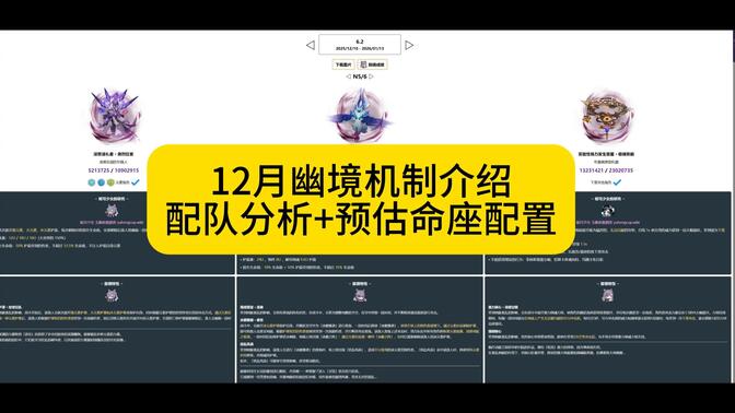 12月（月之三）幽境危战三间怪物机制详细解析及推荐配队预估配置（可收藏当天直接用）