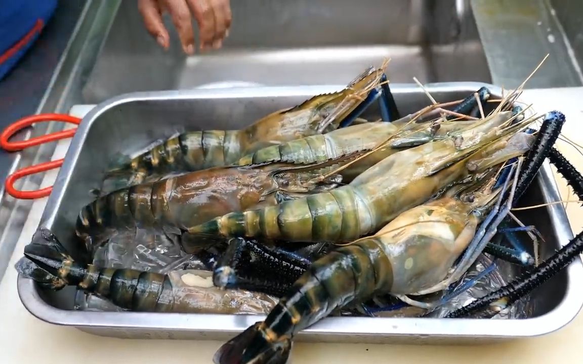 【睡前美食】泰国巨大草虾,看的口水直流.