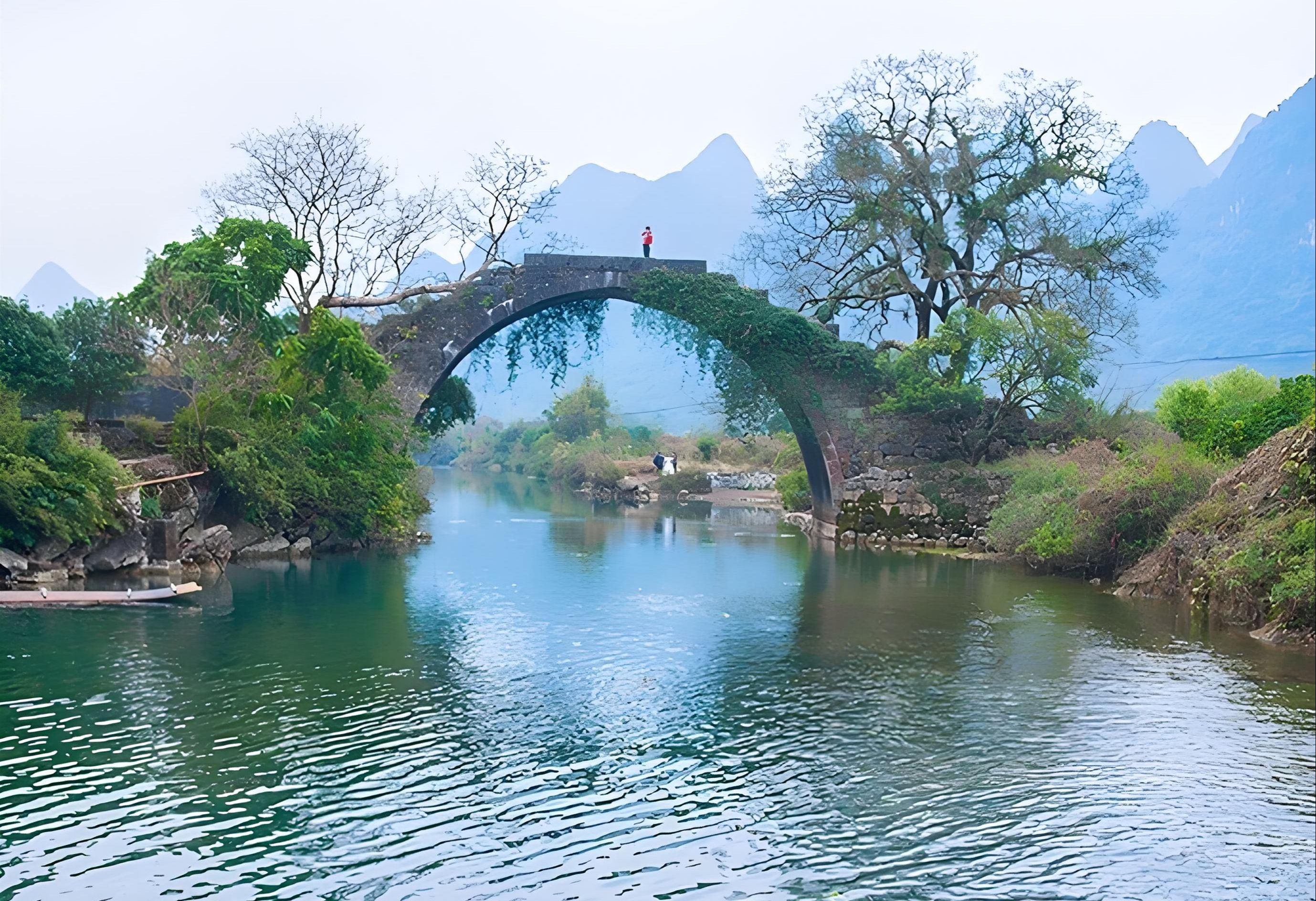 小桥流水人家背景图图片