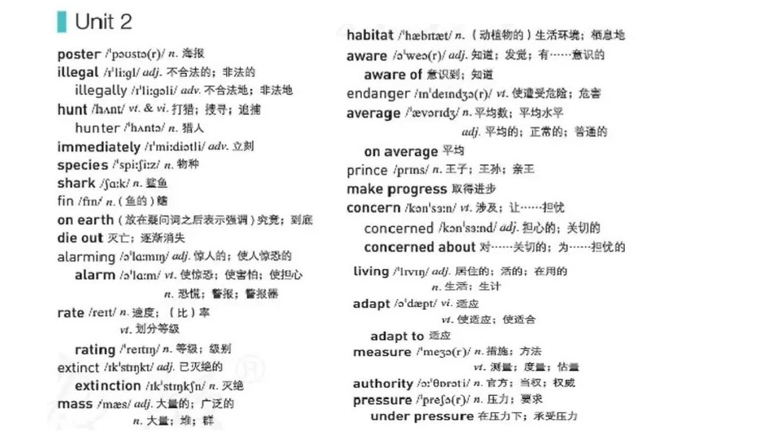 [图]高一英语人教版新教材2019必修二 Unit 2 Wildlife Protection词汇录音