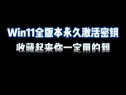 下载视频: Win11全版本永久激活密钥，收藏起来你一定用的到