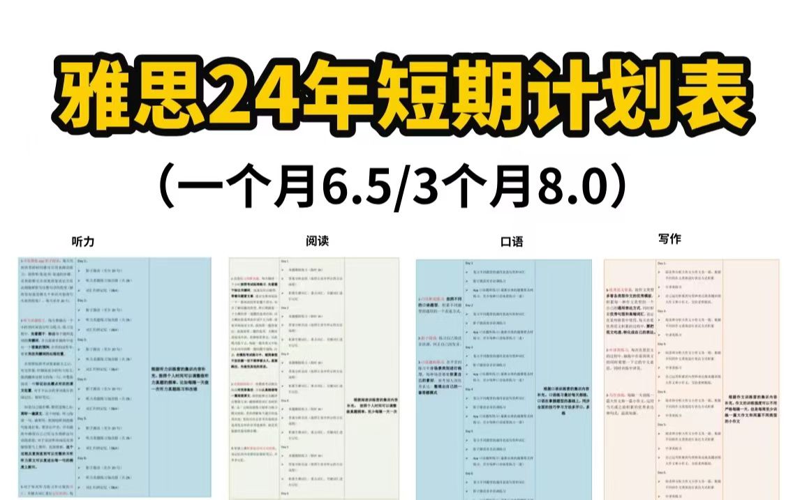 【雅思备考计划表】一个月6.5,三个月8分,就靠它!!!适合自制力差版,拒绝盲目备考!!!哔哩哔哩bilibili