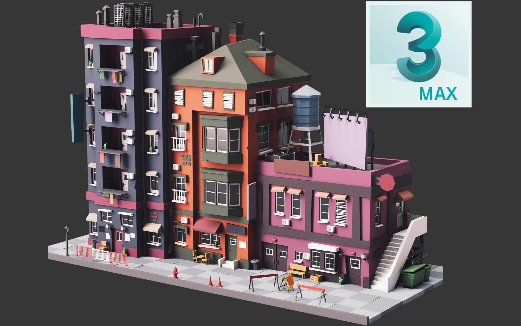 【3dmax游戏场景建模】用长方体就可以搭建出八成的场景,简单又细致的