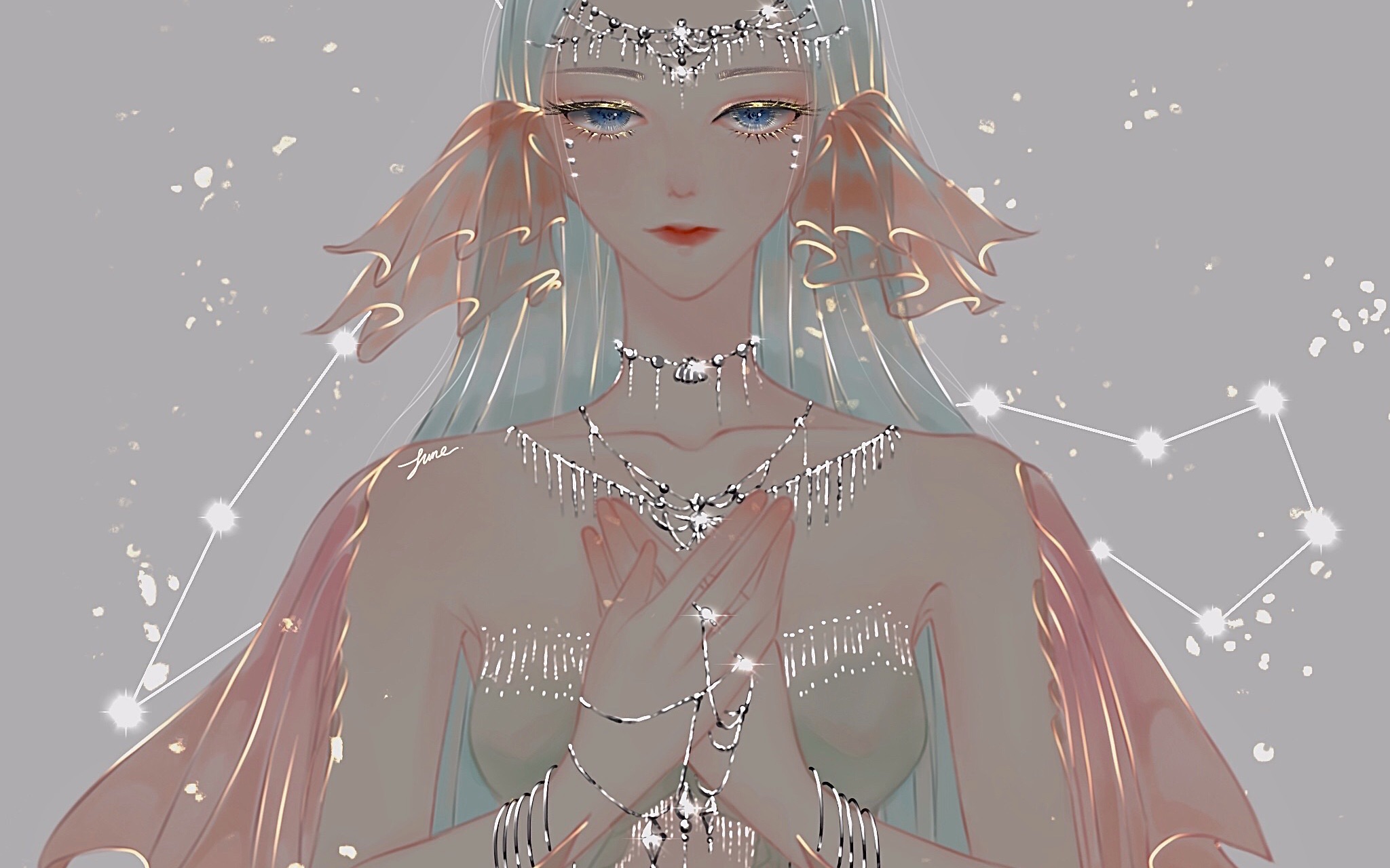 【procreate绘画】【双鱼座拟人】这个双鱼姐姐居然有点像神?