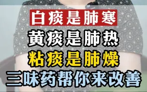 下载视频: 白痰是肺寒，黄痰是肺热，粘痰是肺燥，三味药帮你来改善