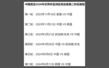 中国男足2026世界杯亚洲区预选赛第二阶段赛程哔哩哔哩bilibili