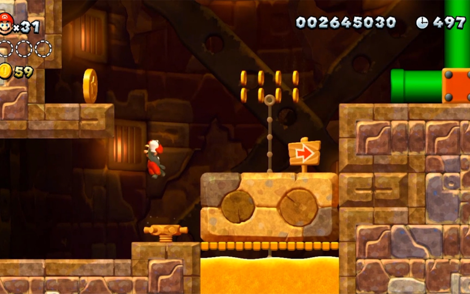 switch新超级马里奥兄弟u甜点沙漠转动发条爬升的石堡垒三金币收集