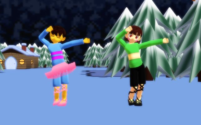 【undertale mmd】frisk & chara - super☆affection【dancetale】