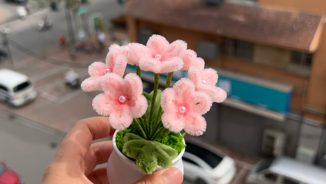 扭扭棒绣球花盆栽教程