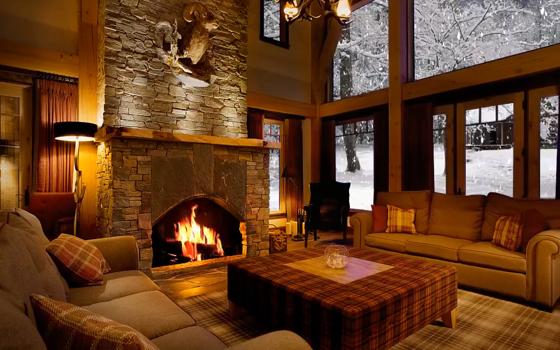 「陪伴学习」白噪音|2h|下雪天在温暖的壁炉边学习