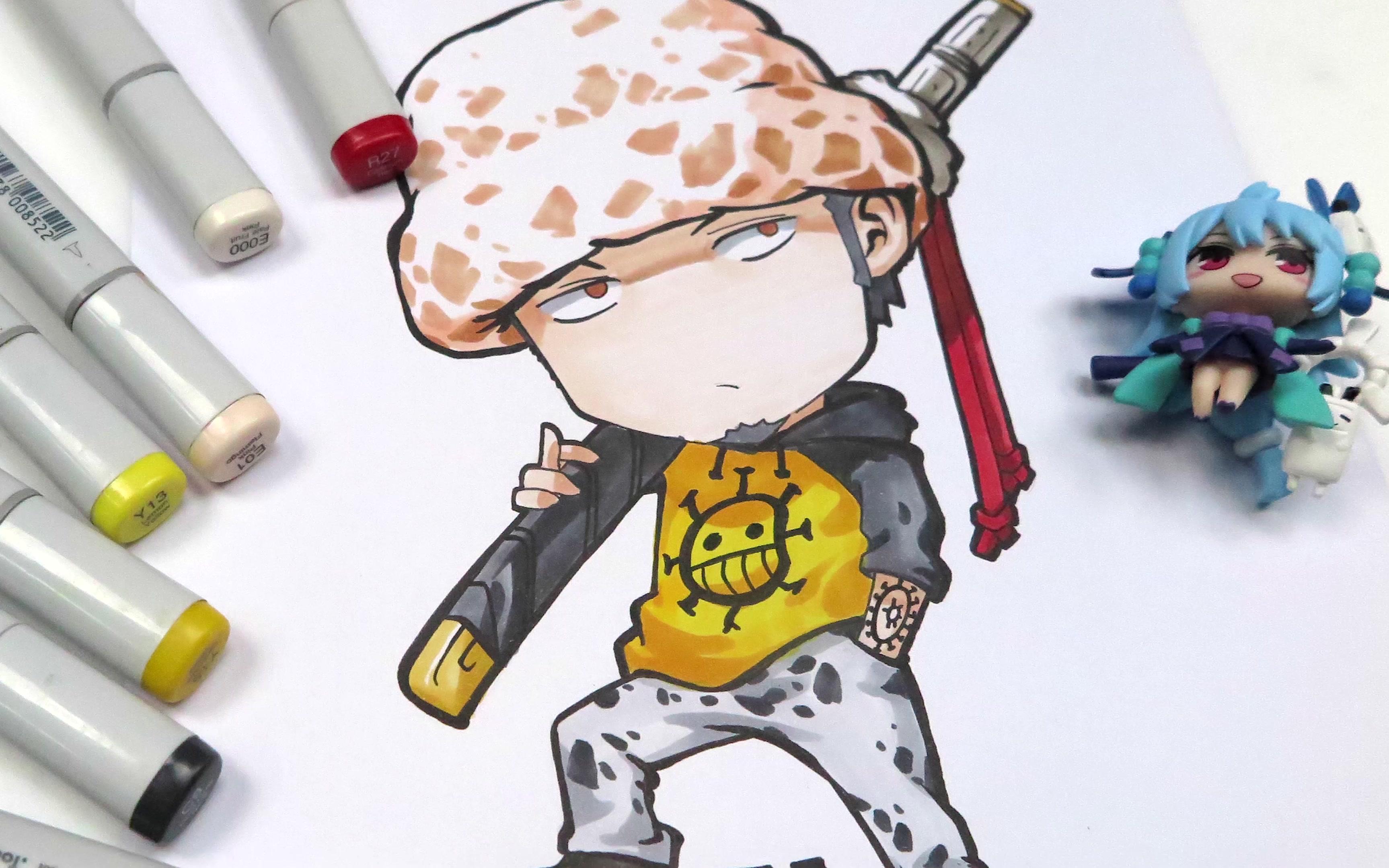 马克笔绘画特拉法加尔罗q版绘画过程