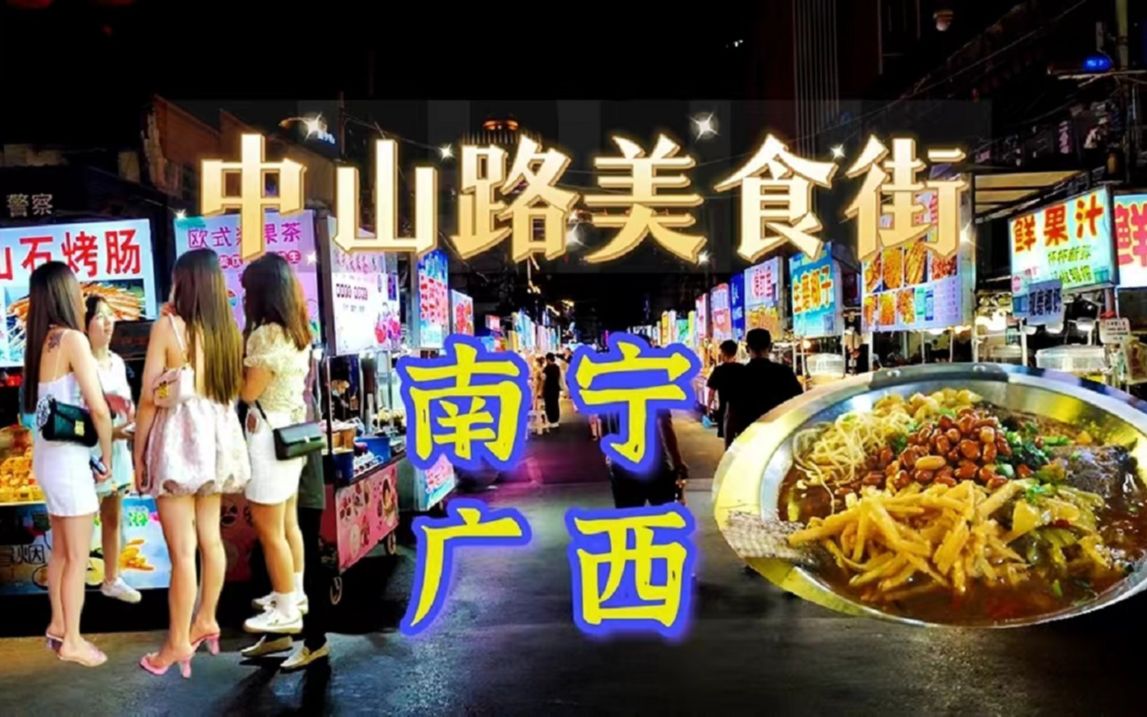 广西南宁旅行vlog2 | 南宁夜生活打开方式 | 南宁中山路美食街 | 六叔老牌风味烤鱼 | 穷游广西哔哩哔哩bilibili