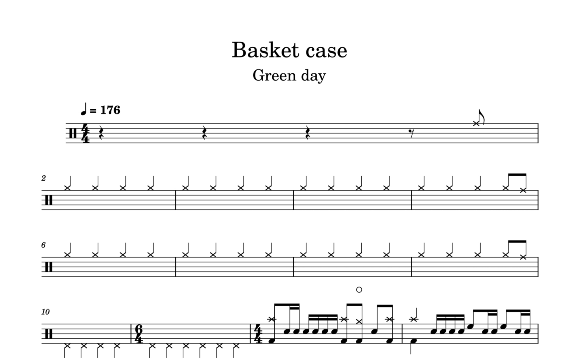 [图]《Basket case》Green day架子鼓 鼓谱