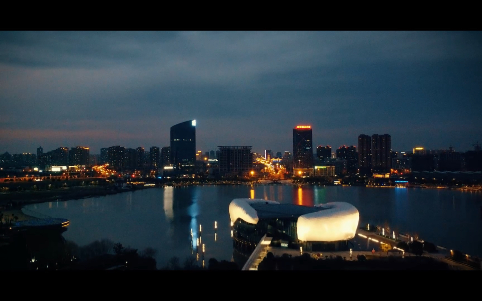 大疆dji mavic mini夜景(太仓天镜湖)_哔哩哔哩_bilibili