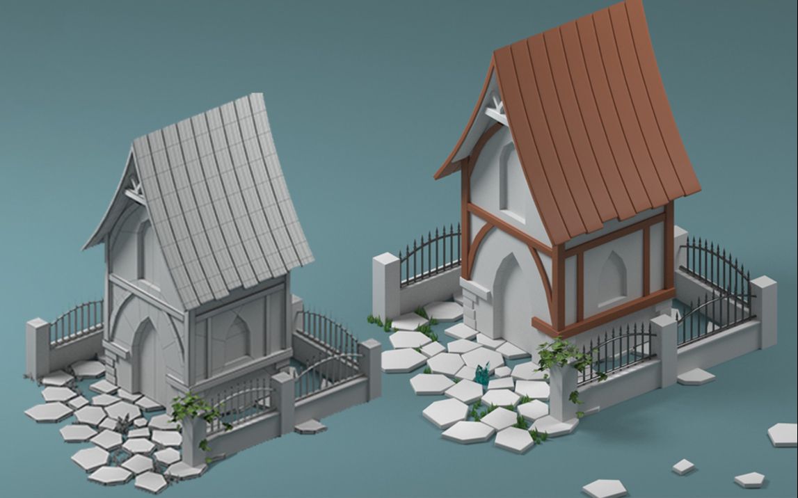 3dmax场景建模游戏风格场景建模教学新手入门学习教程