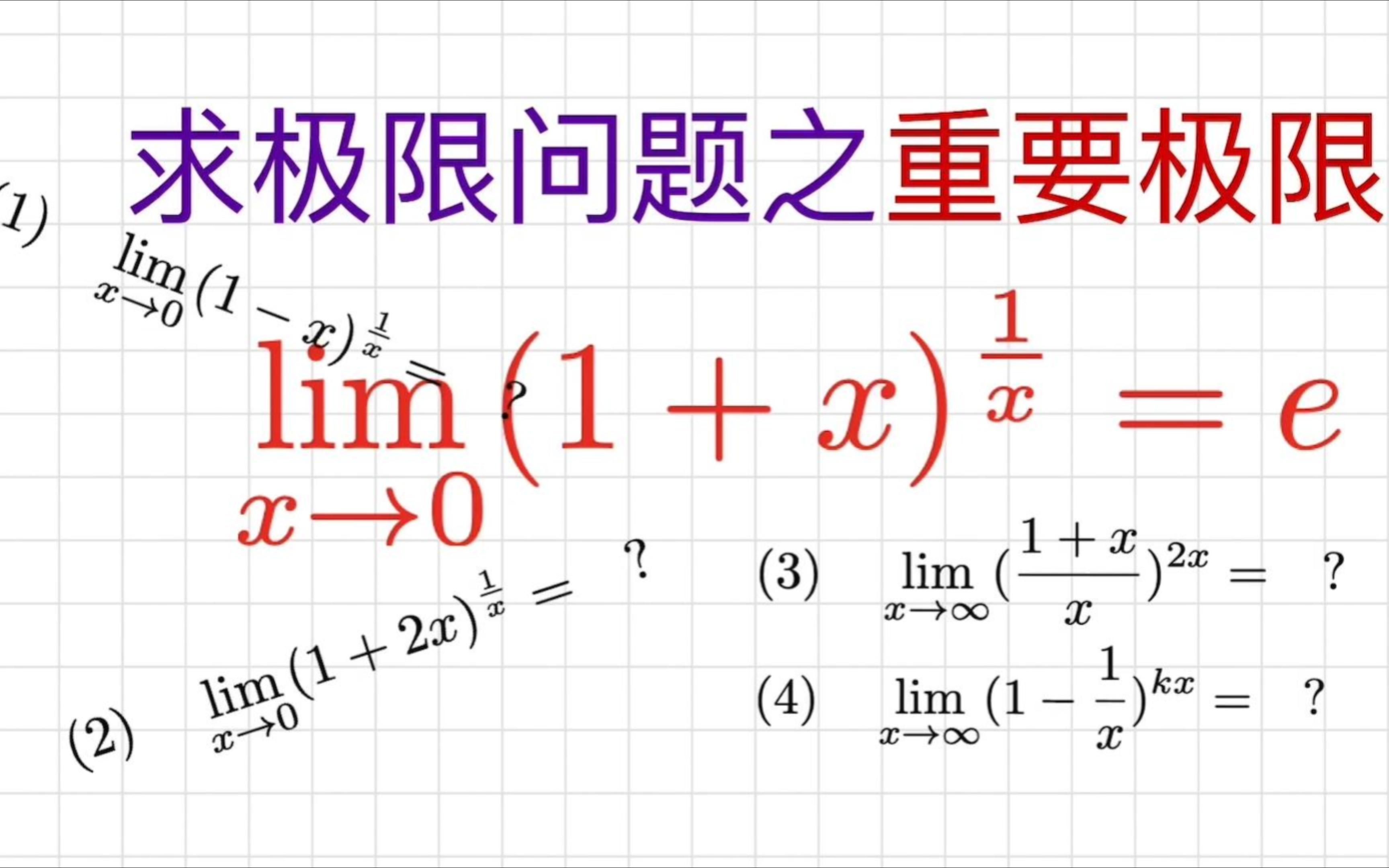 如何求幂指函数的 1^(infty) 型极限问题? 重要极限 | 自然常数e哔哩哔哩bilibili