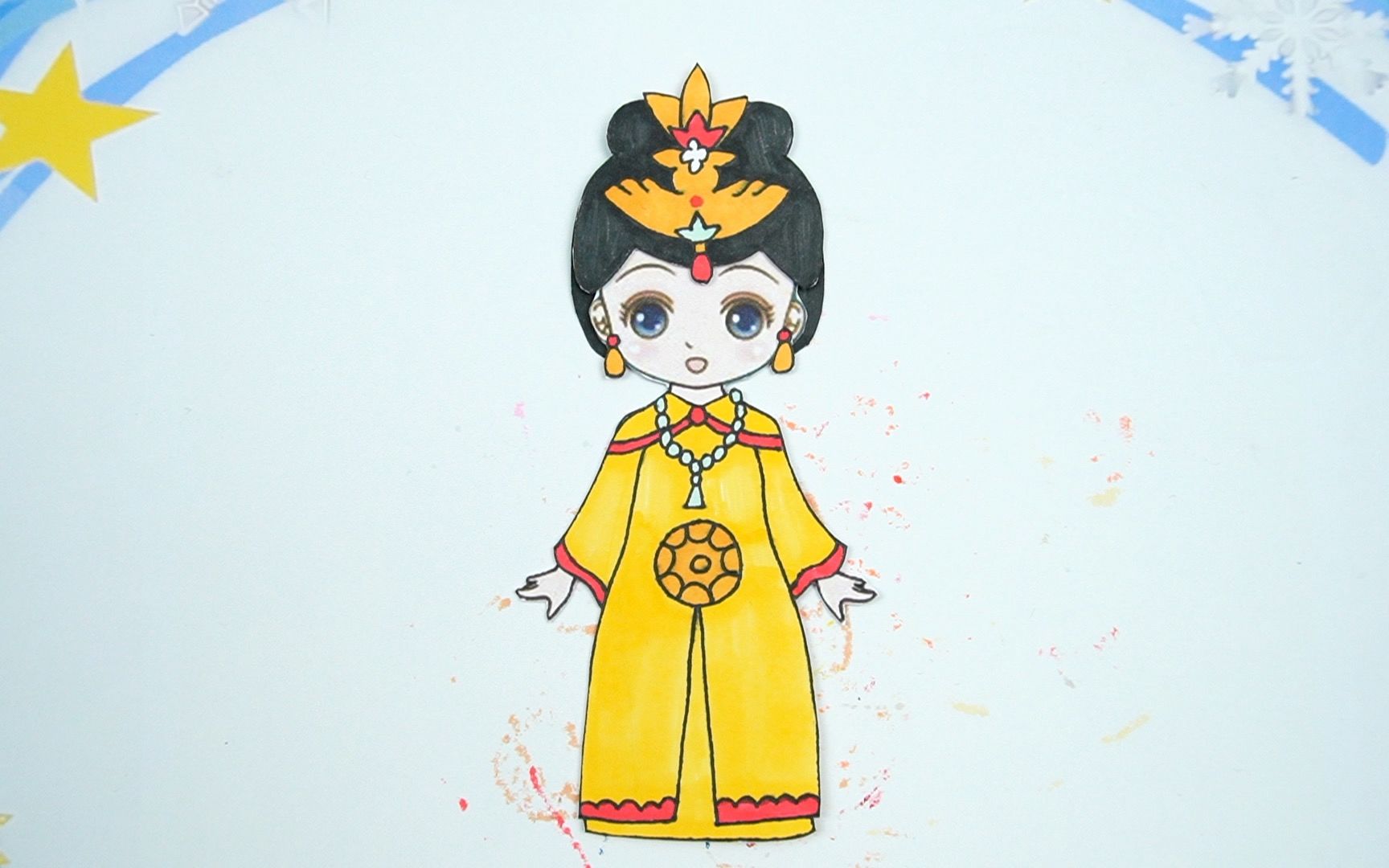 纸娃娃手工手绘,古装卡通皇后