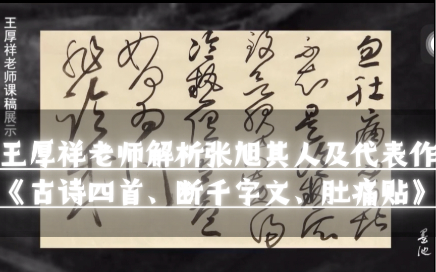 王厚祥老师解析张旭其人及代表作《古诗四首、断千字文、肚痛贴》哔哩哔哩bilibili