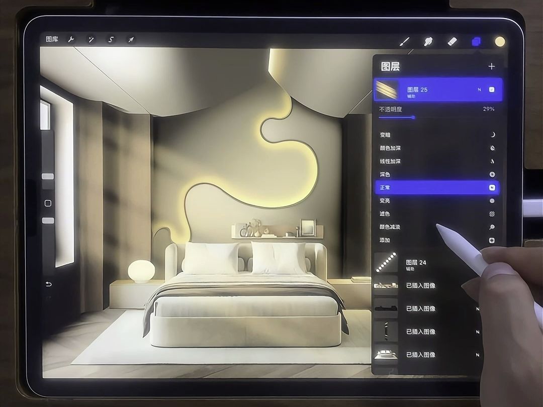 ipad procreate室内手绘卧室绘画全过程哔哩哔哩bilibili
