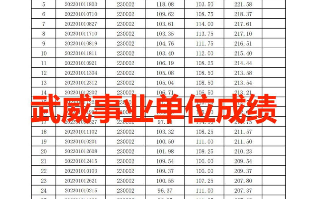 2023年武威事业单位笔试成绩表哔哩哔哩bilibili