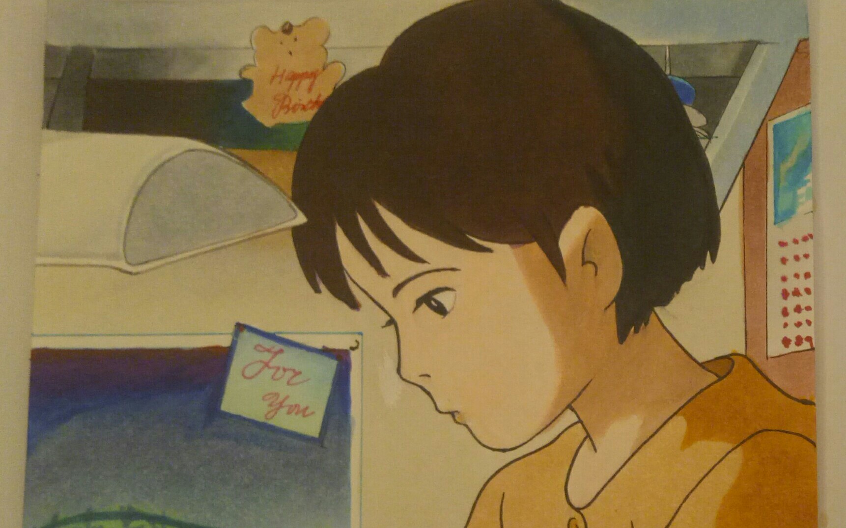 【马克笔】临摹一个宫崎骏《侧耳倾听》中的月岛雯哦!