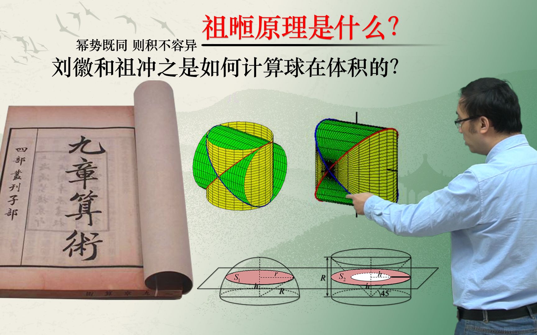 [图]古代数学家刘徽和祖冲之是如何算球的体积的？李永乐老师讲祖暅原理