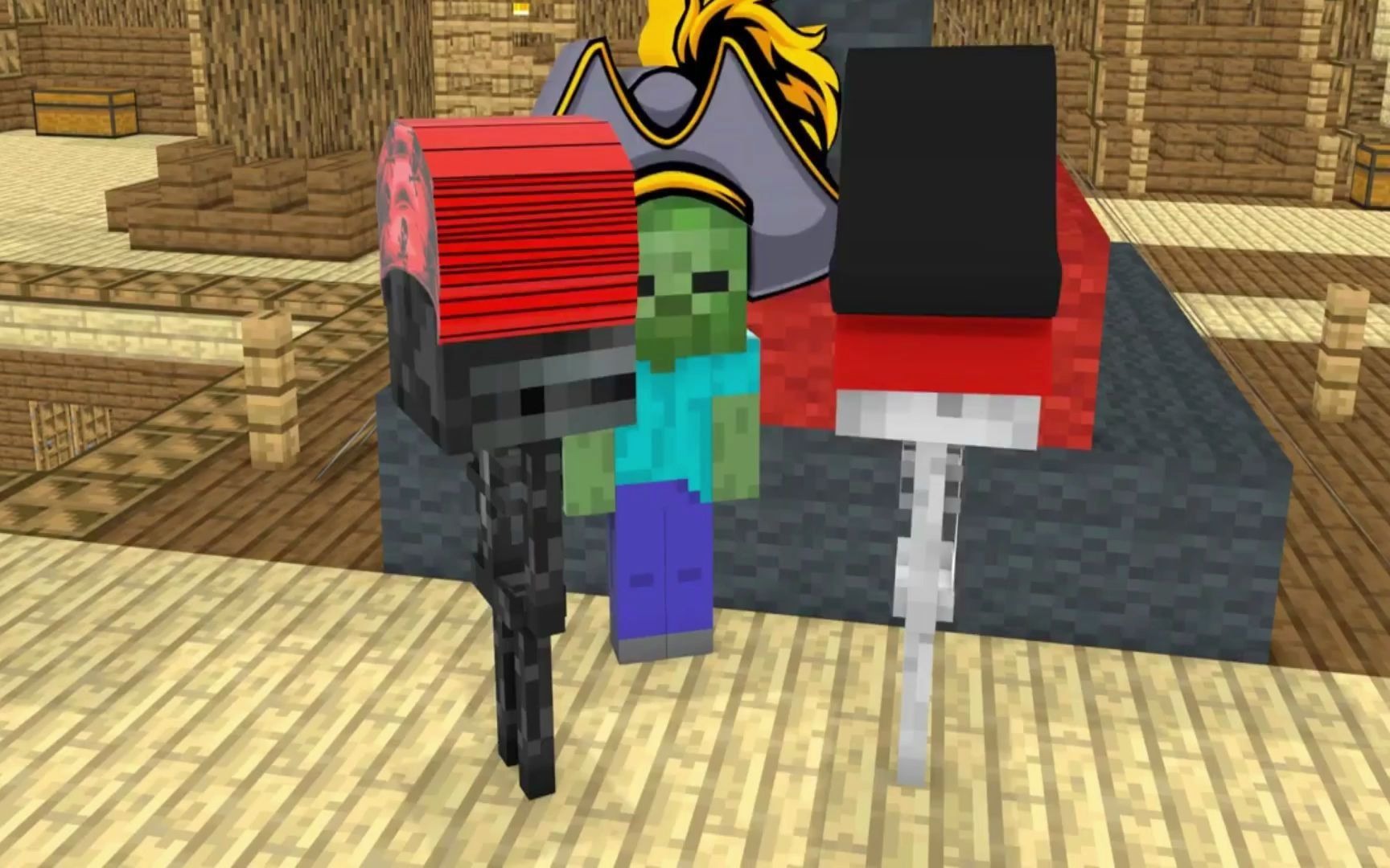 我的世界mc动画:骷髅小白小僵尸智斗海盗团