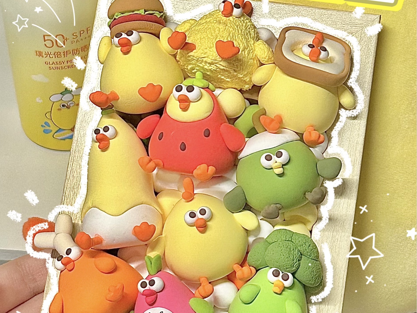 做了超可爱的墩墩鸡粘土画|超轻粘土