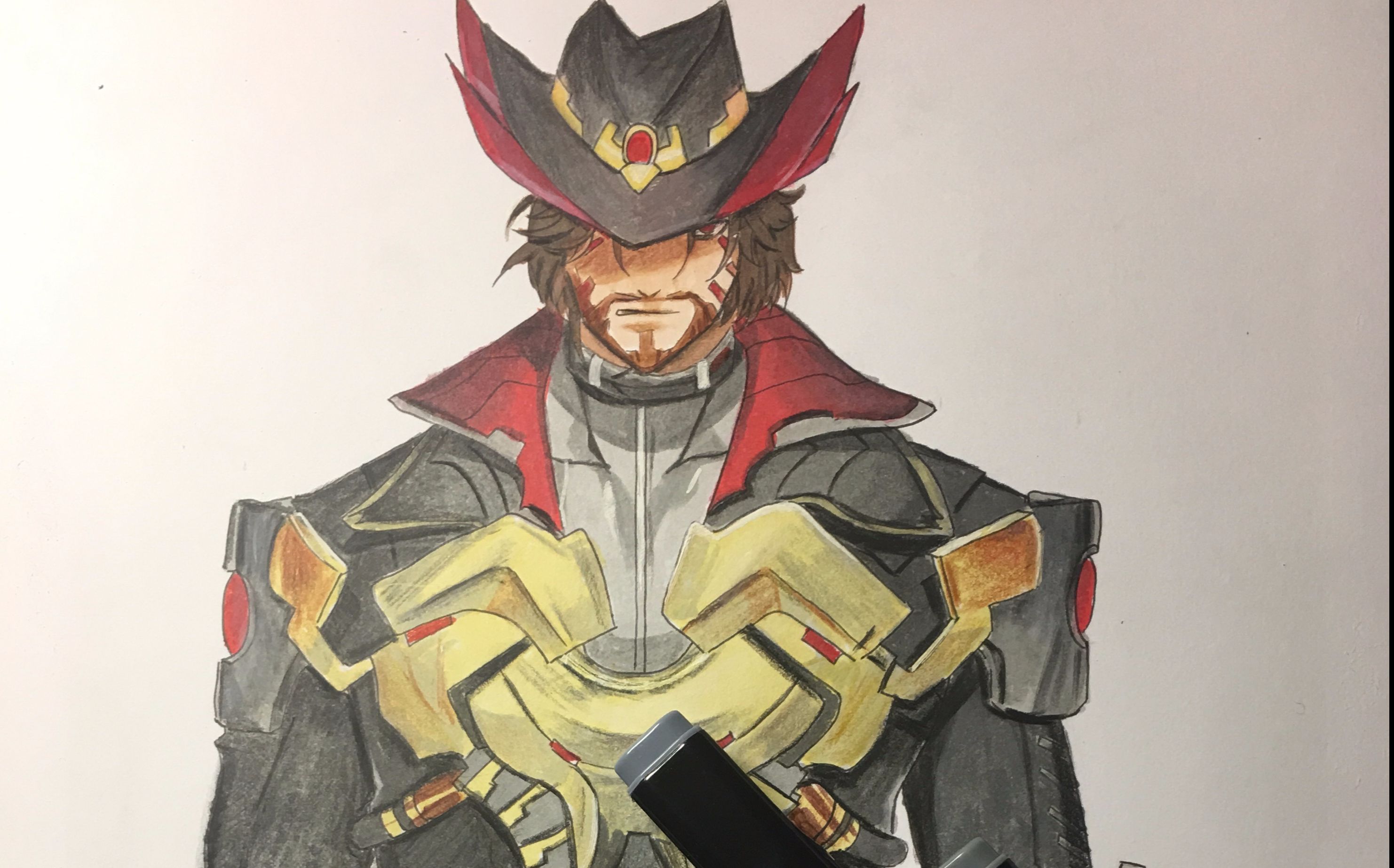 【马克笔手绘】守望先锋篇之--午时已到!手残也要画麦爹