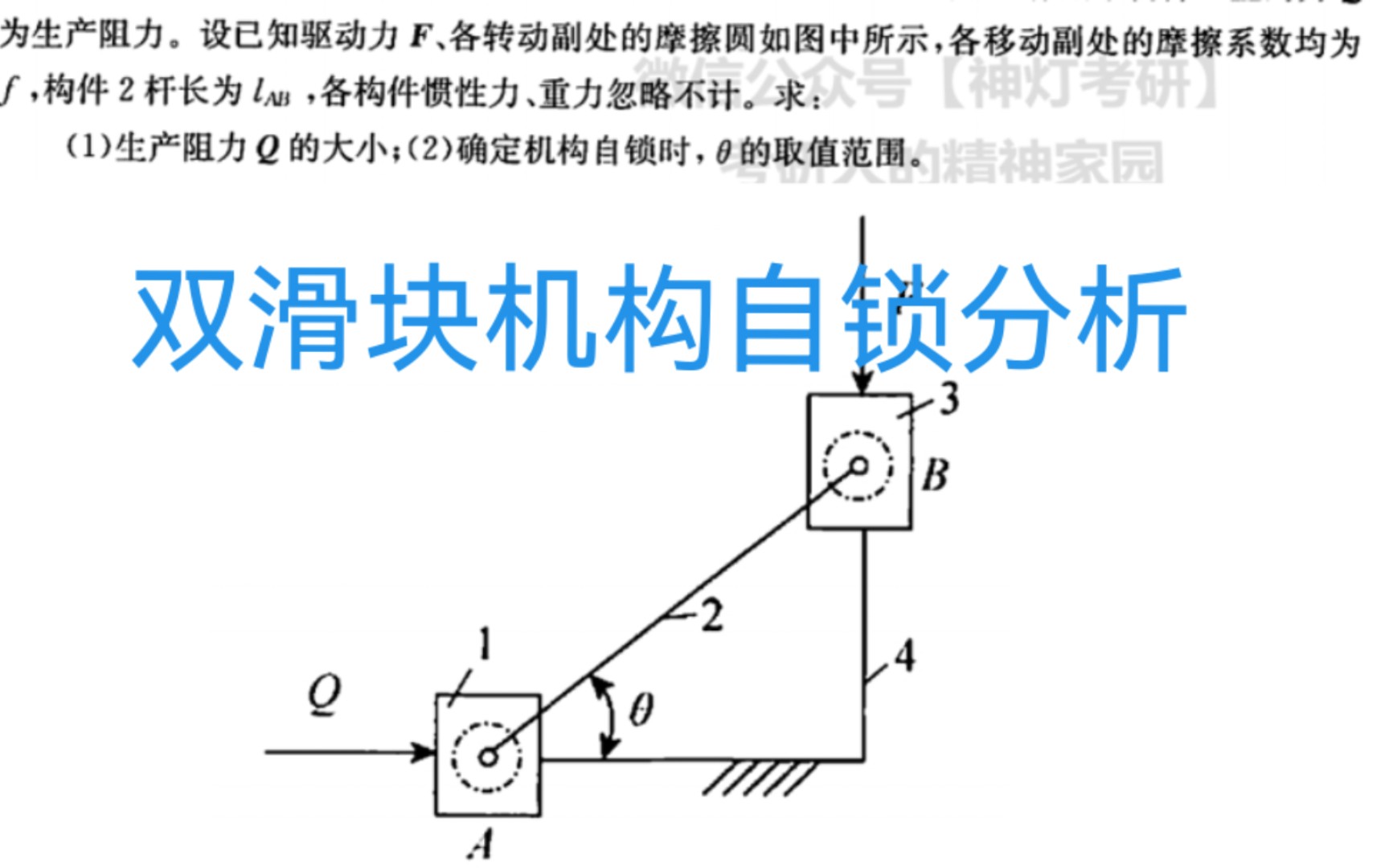 机械原理每日一题双滑块机构自锁分析哔哩哔哩bilibili