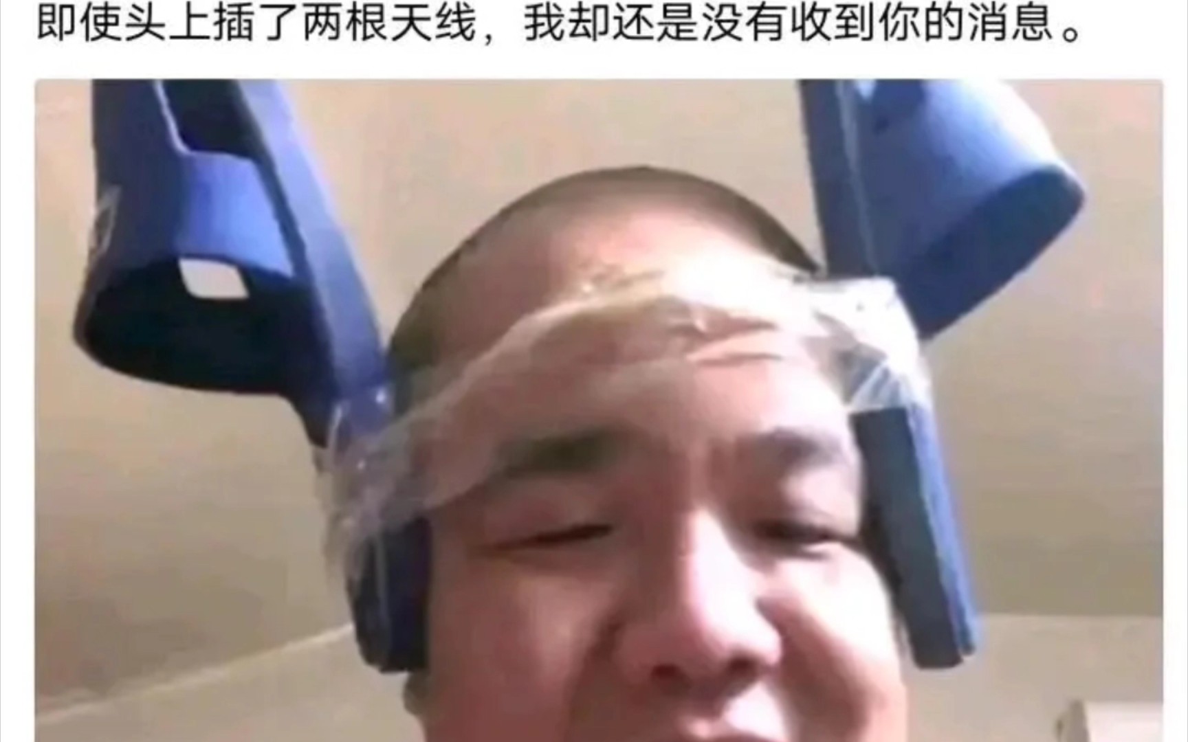 "即使头上插了两根天线,我却还是没有收到你的消息"
