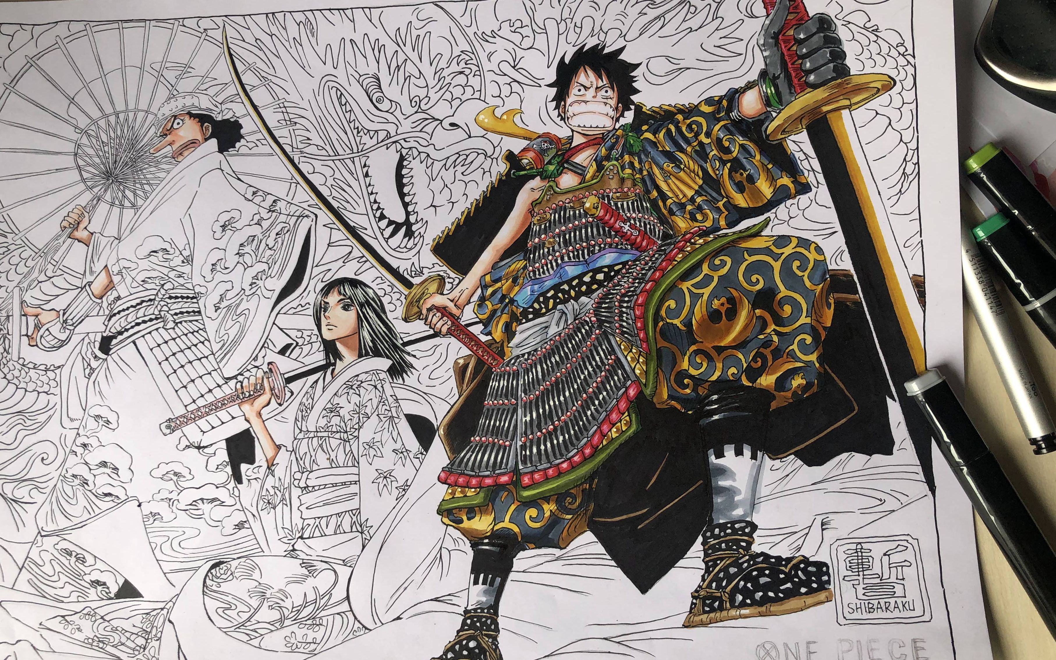 活动作品尾田荣一郎画集路飞武士装临摹