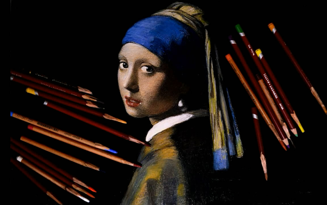 【绘画技巧】彩色铅笔绘制名画(戴珍珠耳环的少女)