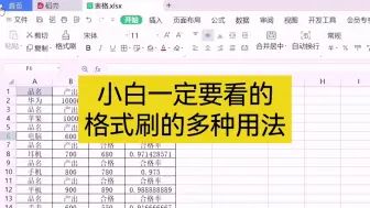 Download Video: 小白一定要看的格式刷的多种用法 wps表格 excel表格