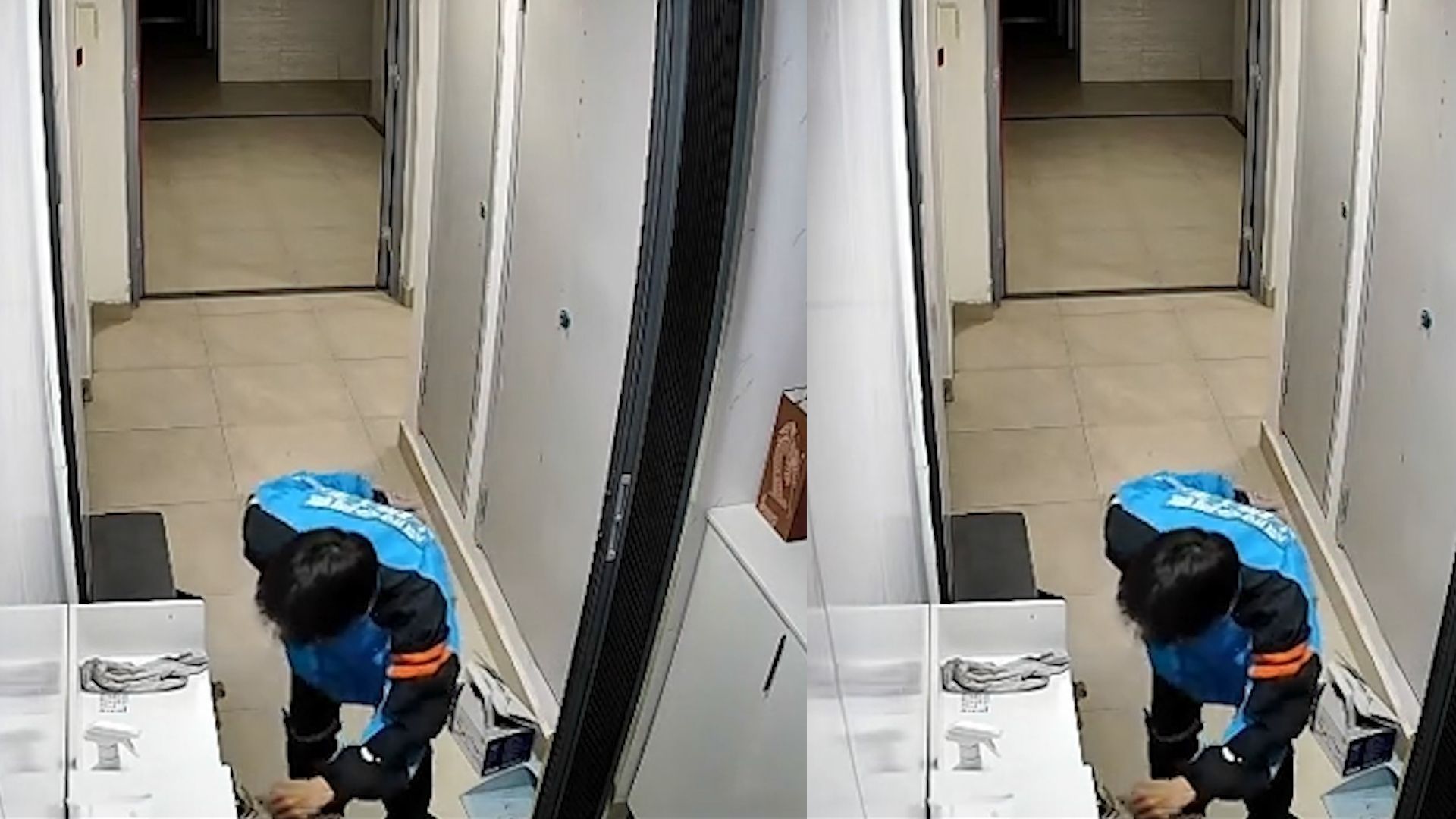 外卖小哥偷闻户主臭袜子,贴在鼻子前反复闻味,临走还偷走一只鞋