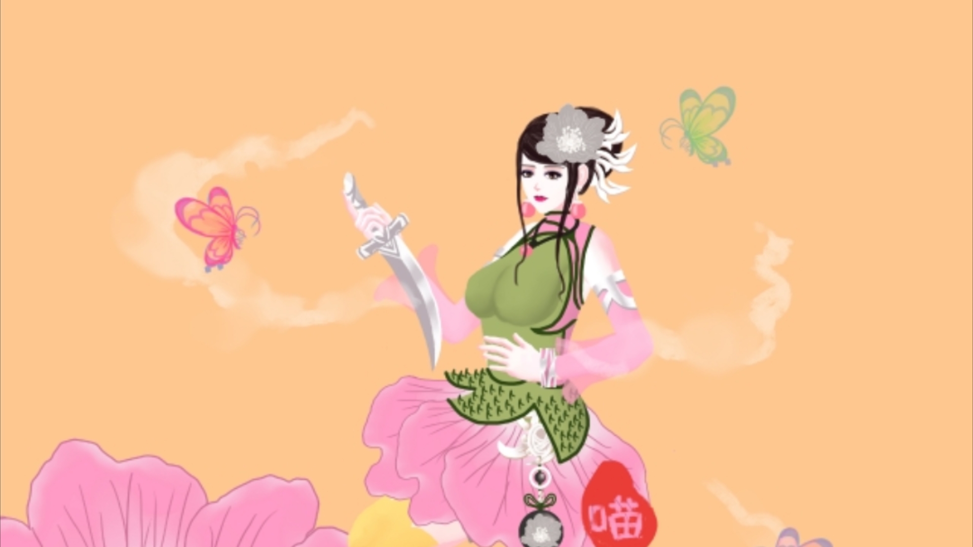 花卉-缫丝花-拟人画