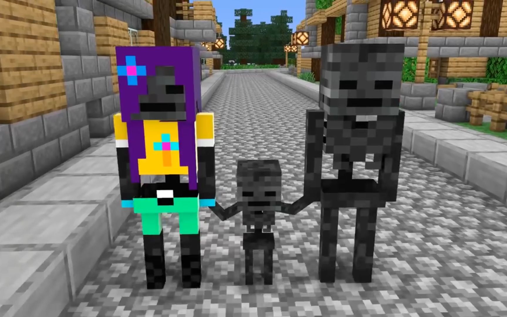 mc动画:凋灵骷髅带儿子上街