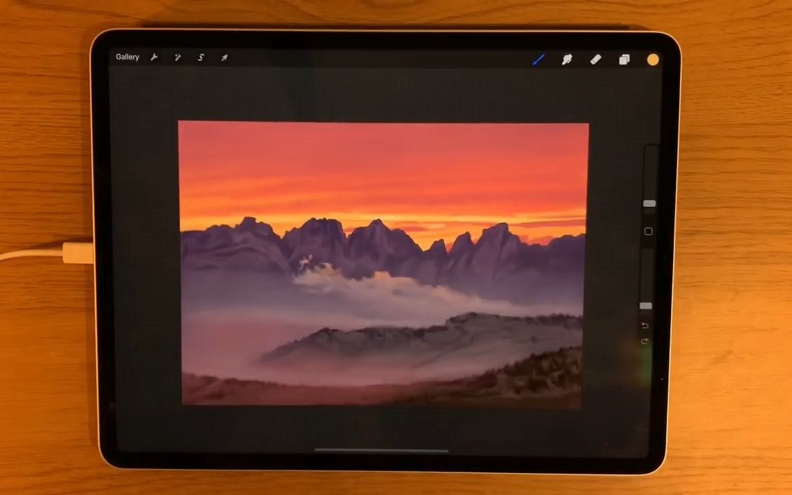 【ipad绘画教程】夕阳薄雾下的山脉【James Julier Art】哔哩哔哩bilibili