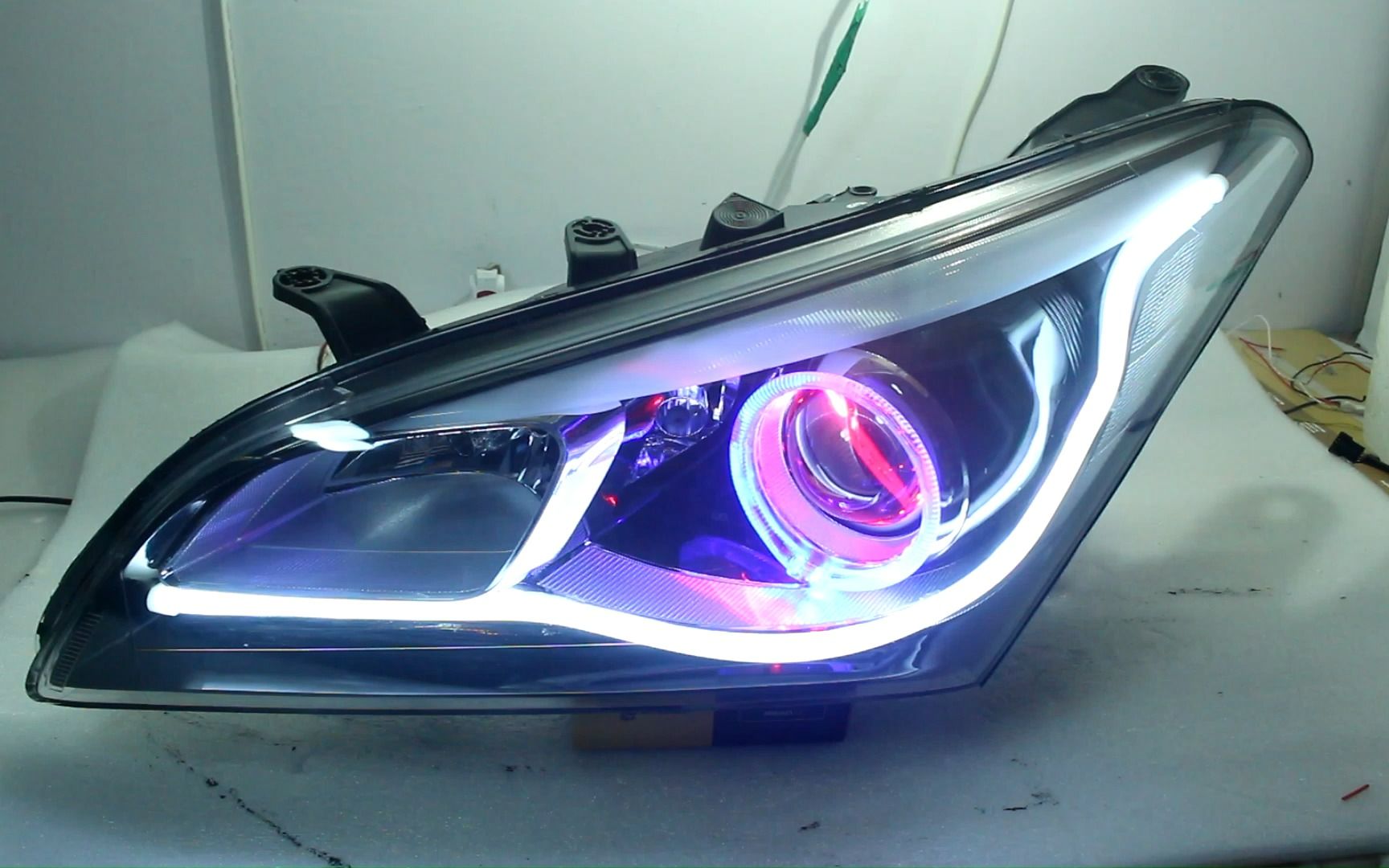 适用于14-16款现代名图大灯总成改装双光透镜天使眼恶魔眼日行灯