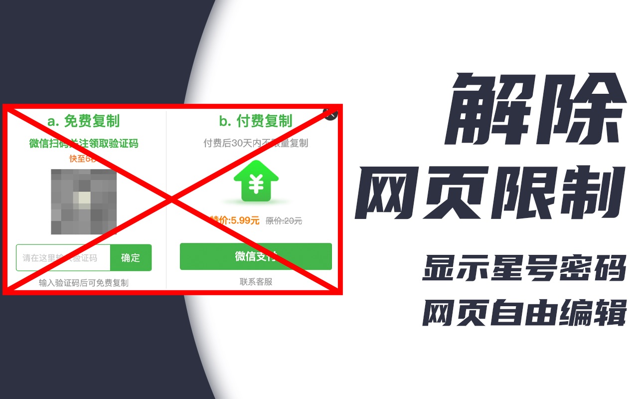 与付费才能复制内容的时代说拜拜  显示星号密码&网页自由编辑哔哩哔哩bilibili