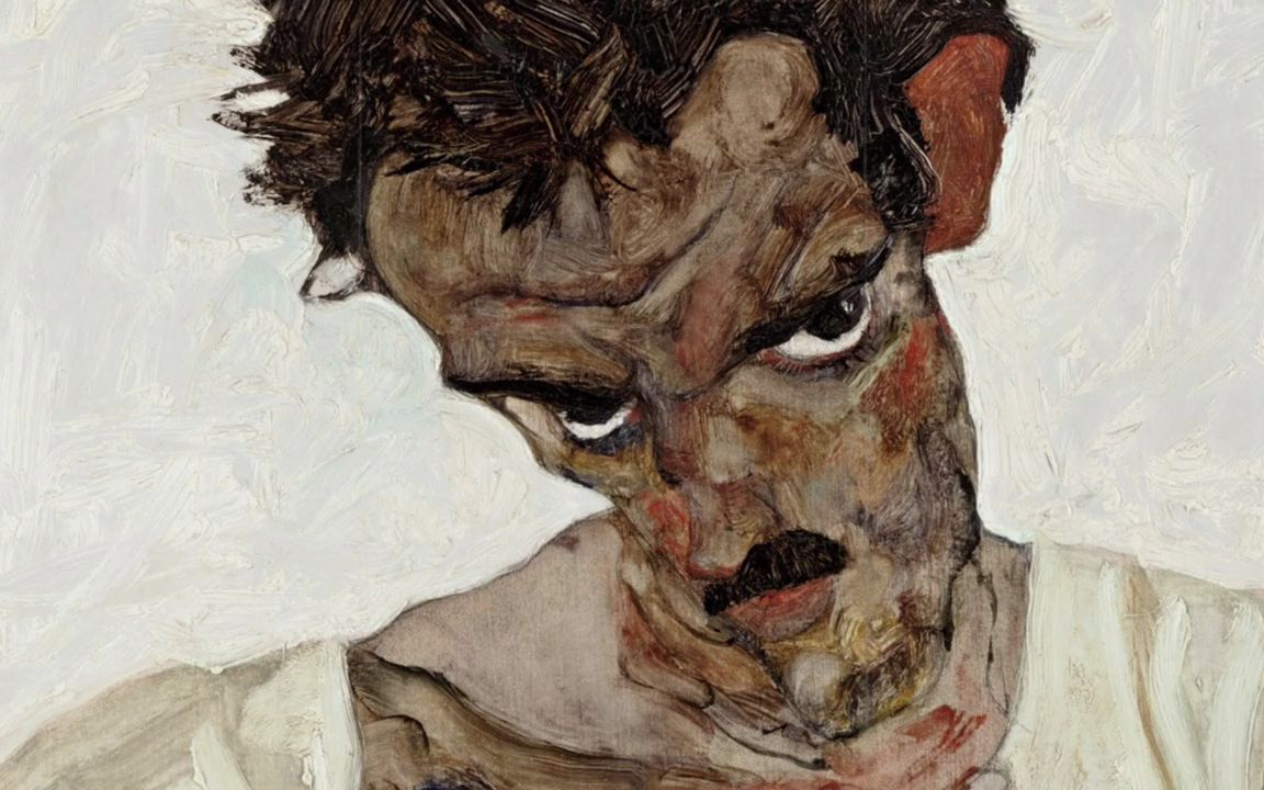 【油画】《低头自画像》埃贡·席勒1912年.