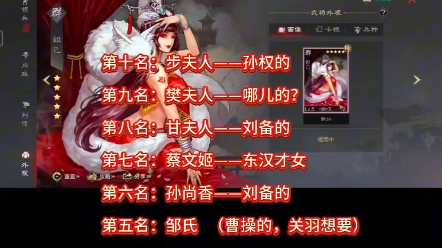 三国美女排行