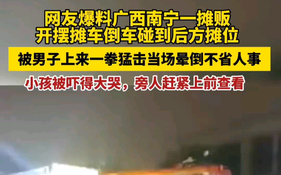 11月30日 广西南宁 网友爆料一摊贩开摆摊车倒车碰到后方摊位 被男子上来一拳猛击当场晕倒不省人事哔哩哔哩bilibili