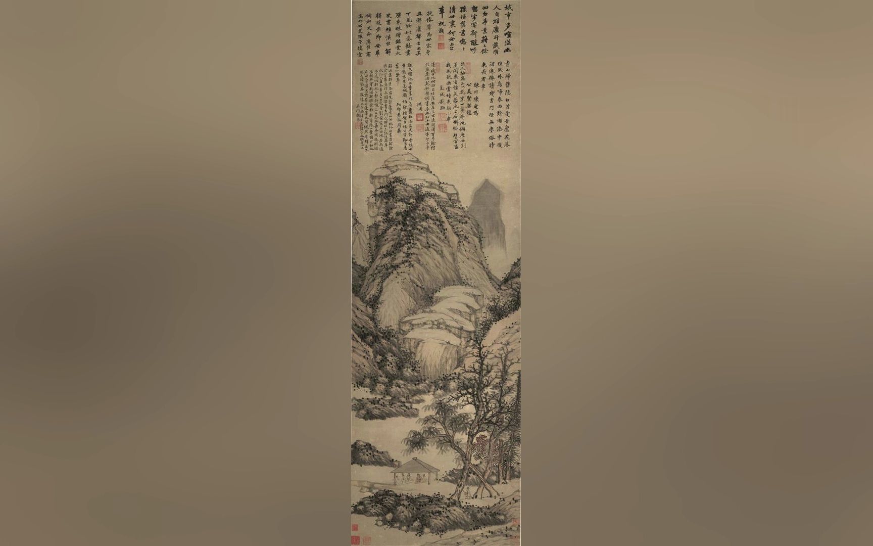 [图]明 沈周 魏园雅集 山水轴 高清国画原作细节欣赏